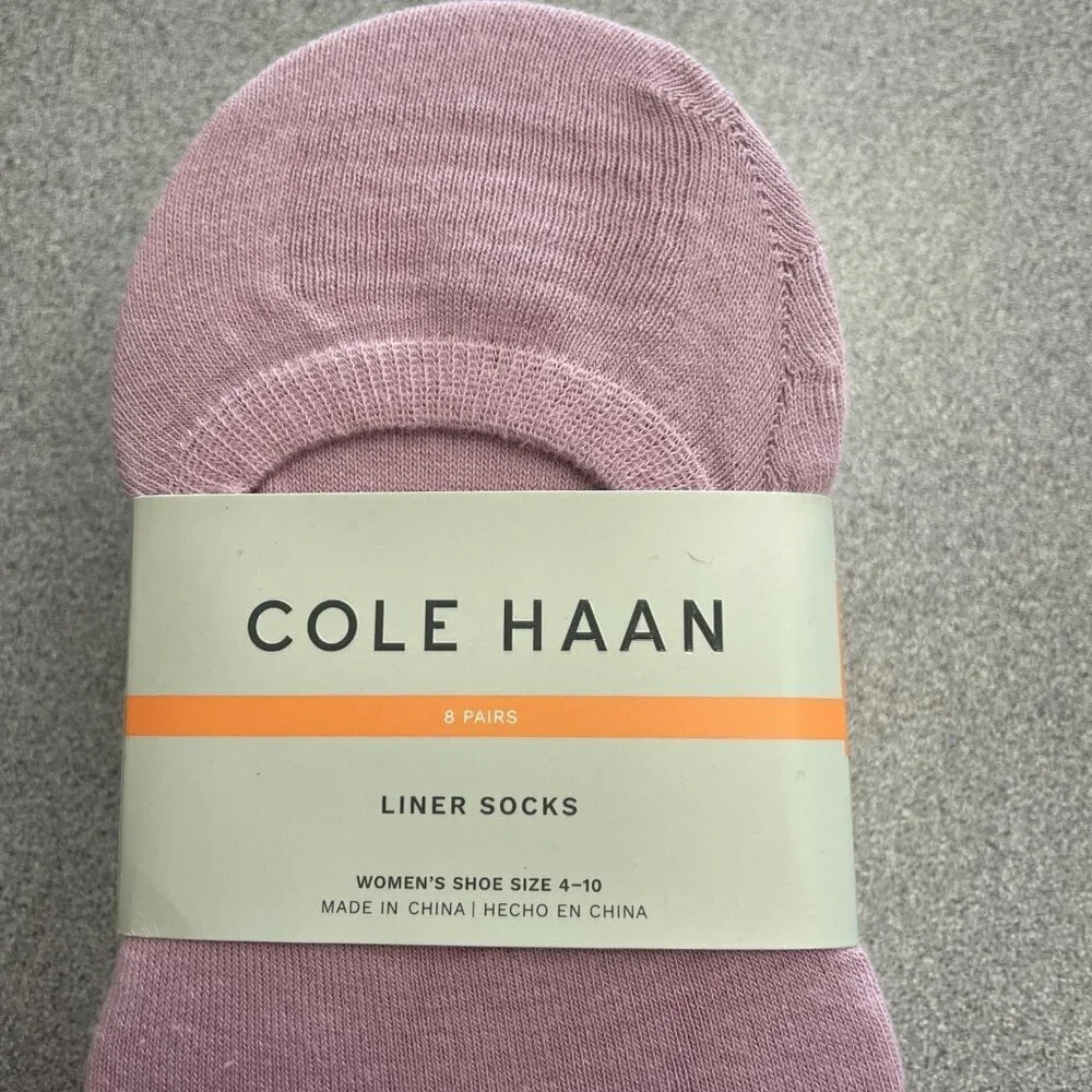 NEW Cole Haan Women's Size 4-10Liner Socks 8 Pairs Stretch Non-Slip Heel Grip